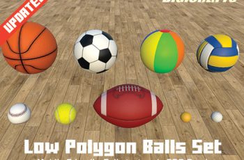 Low Polygon Sport Balls Set – Free Download