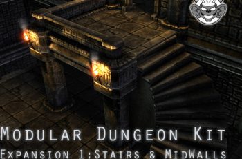 Modular Dungeon Kit Expansion 1: Stairs and MidWalls – Free Download