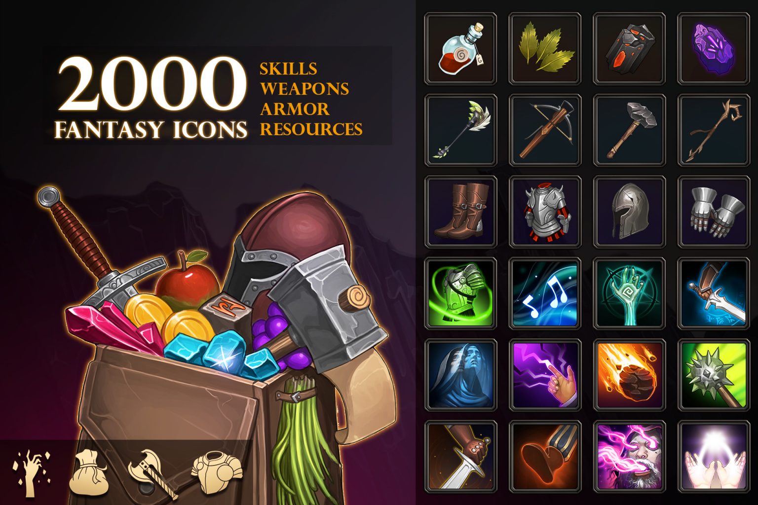 2000 Fantasy Icons Free Download Unity Asset Collection