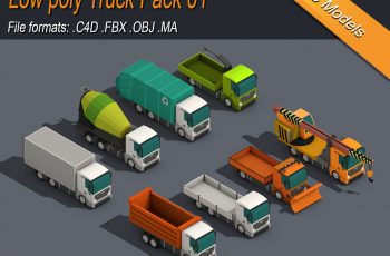 Low Poly Truck Pack 01 Isometric 3D model – Free Download