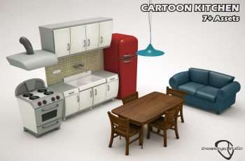 Cartoon Kitchen Bundle Low-poly 3D model – Free Download