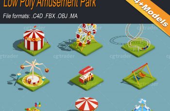 Low Poly Amusement Park Isometric Icon – Free Download