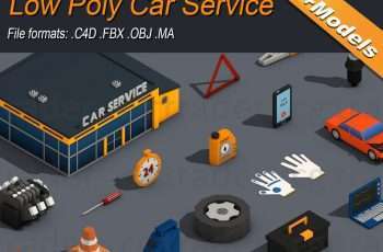 Low Poly Car Service Engine Repair Isometric – Free Download