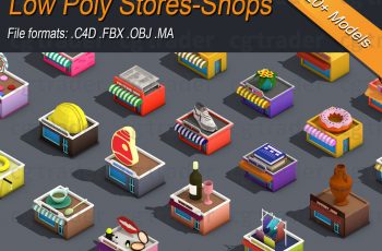 Low poly Stores Shops Isometric Low-poly 3D model – Free Download