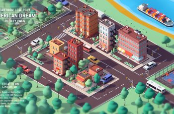 Cartoon Low Poly American Dream City Pack – Free Download