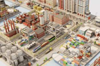 City 3d low poly 6 Industrial – Free Download