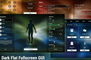 Dark Flat Fullscreen GUI / UI Kit – over 650 PNG! – Free Download