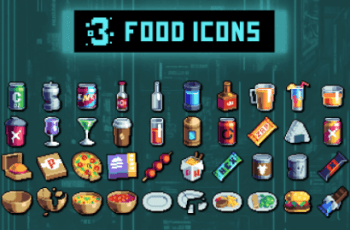 STREET FOOD FOR CYBERPUNK PIXEL ART 32×32 ICONS – Free Download