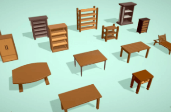 Low poly Wooden Furniture Pack – Interior Pack – Free Download