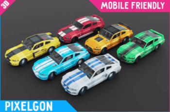 PIXELGON Muscle Cars Pack – Low Poly Pixel Art 3D – Free Download