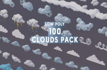 3D Low Poly 100 Clouds – Free Download