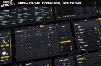 Horror Grunge Dark GUI / UI kit – over 1500 PNG, editable sources! – Free Download