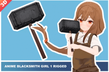 Anime Blacksmith Girl 1 Rigged 3D Model – Free Download