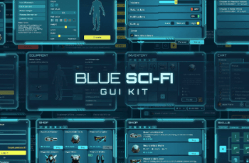 Blue Sci-fi GUI Kit + 250 icons! – Free Download